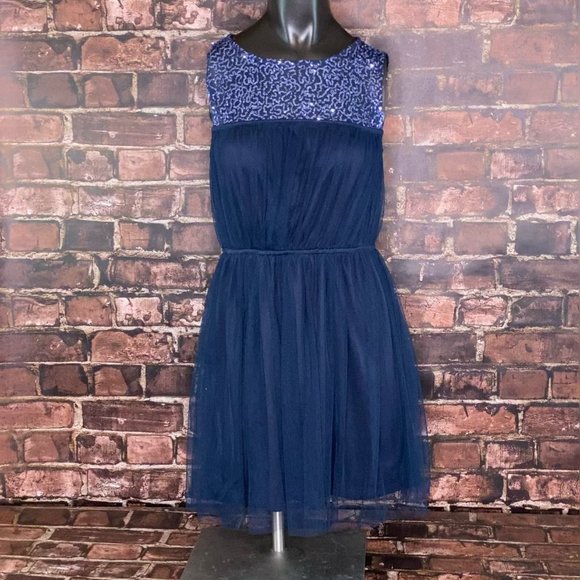 Mimi Chica Dresses & Skirts - Mimi Chica Sleeveless Fit & Flare Mini Dress Size Small Sequins with Tulle Skirt